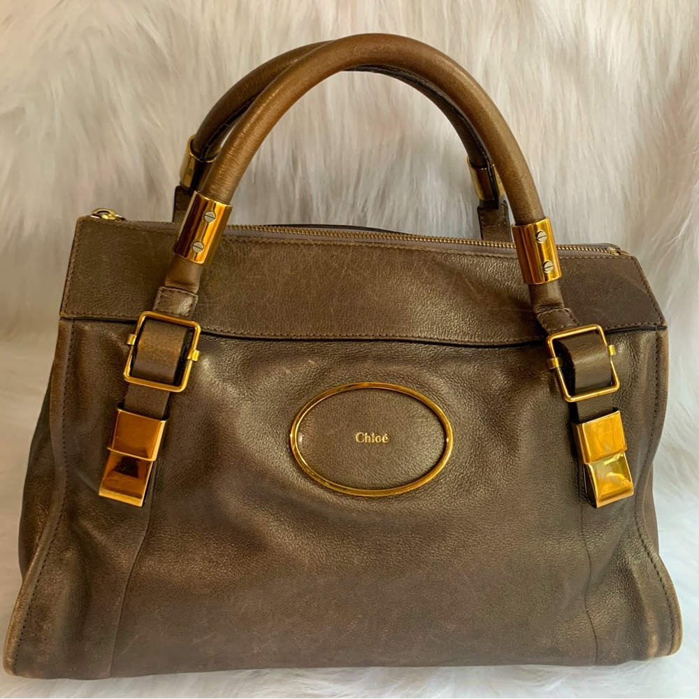 SOLD‼️Chloé Brown Leather Handbag with Gold Accents